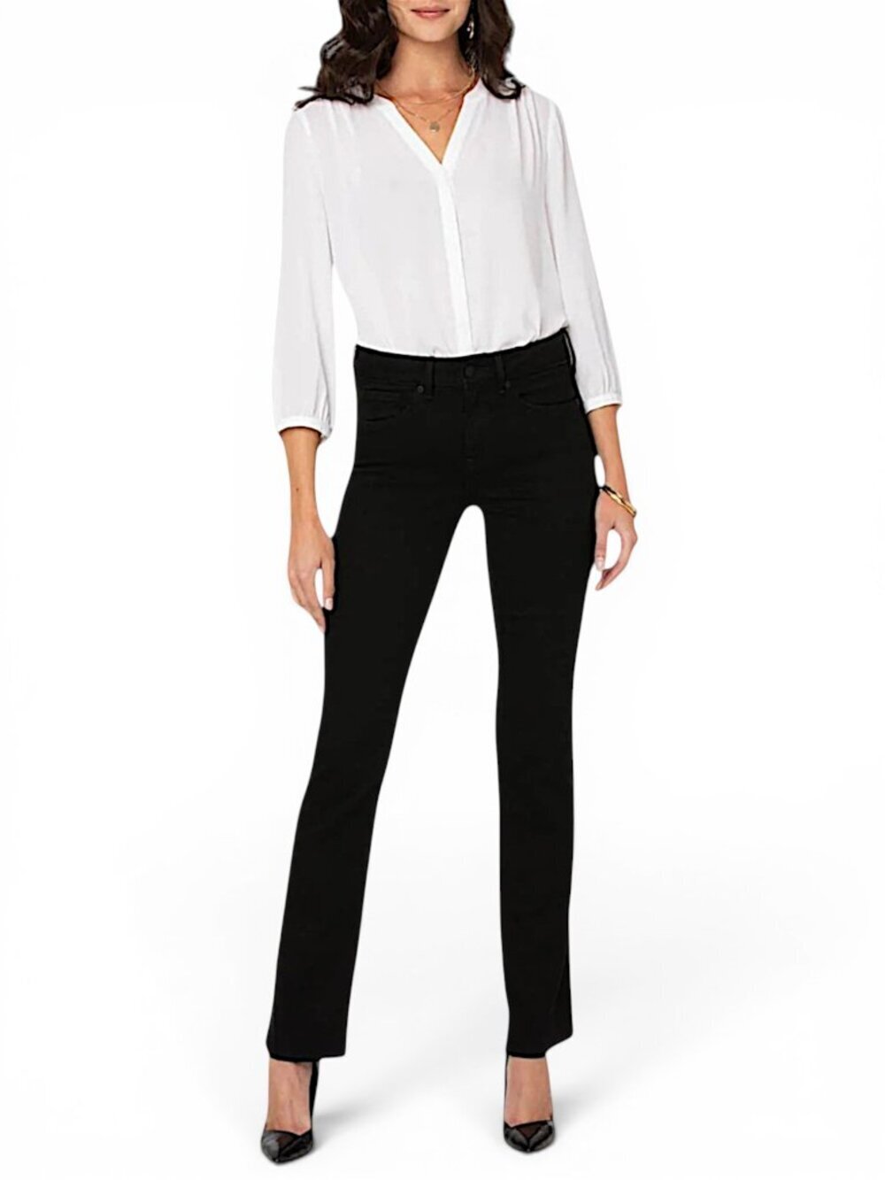 NYDJ Marilyn Straight Jeans Black Stretch Lift Tuck Slimming 5 Pocket NWT New 18